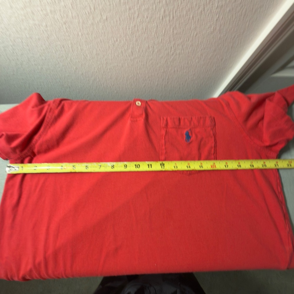 Polo Ralph Lauren Polo Shirt Mens Medium Red‎ Excellent Classic Fit Pocket Pony - Picture 10 of 11